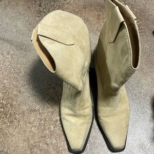 Beige gently worn H&M suede cowboy boots